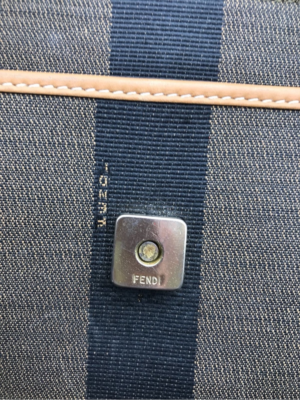 Fendi Pequin Stripe Crossbody Bag Vintage Brown Black Canvas Leather Flap Purse - Picture 14 of 14